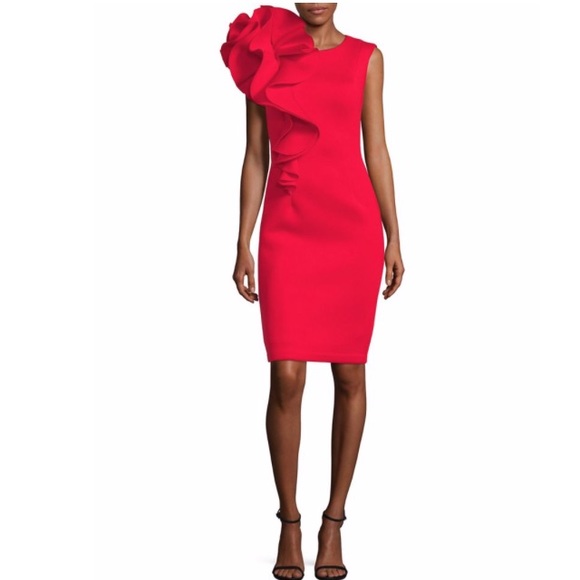Nwt Betsy Adam Red Ruffle Dress 